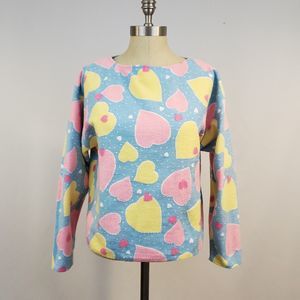 Gitano Vintage M Sweater Pastel Hearts Babycore Dollcore Round neck Pink Blue